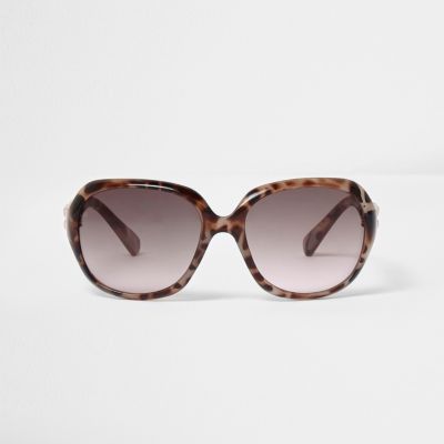 Girls brown animal print oversized sunglasses